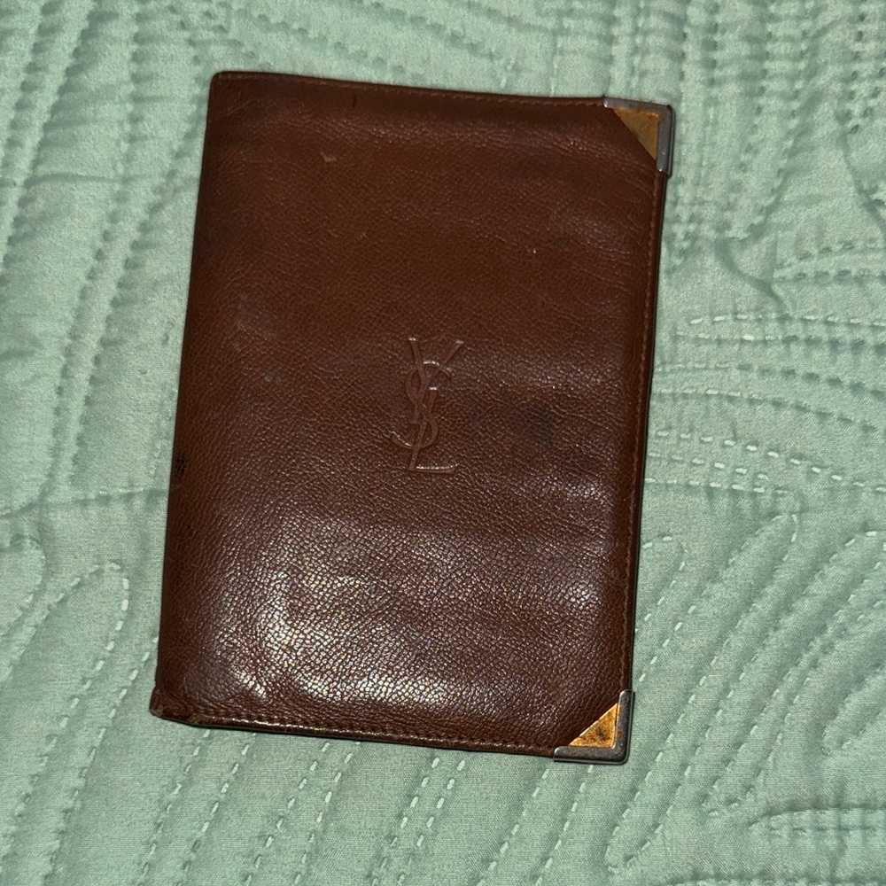 Vintage Yves Saint Laurent Brown Leather Wallet/Passport holder